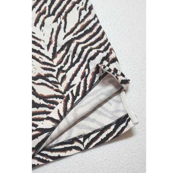 Bechamel Button Front Shirt Womens L Short Sleeve Safari Animal Print Blk Brown - Picture 6 of 6